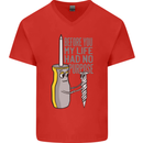 Screwdriver Funny Carpenter Electrician DIY Mens V-Neck Cotton T-Shirt Red