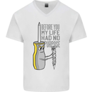 Screwdriver Funny Carpenter Electrician DIY Mens V-Neck Cotton T-Shirt White