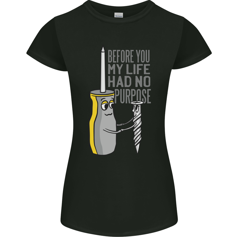 Screwdriver Funny Carpenter Electrician DIY Womens Petite Cut T-Shirt Black