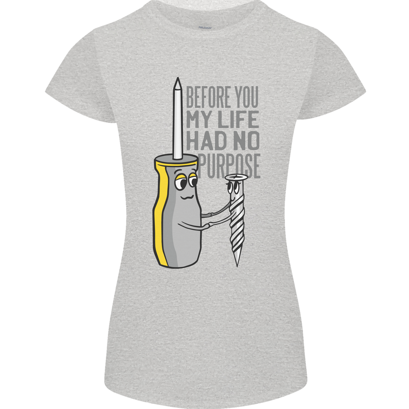 Screwdriver Funny Carpenter Electrician DIY Womens Petite Cut T-Shirt Sports Grey