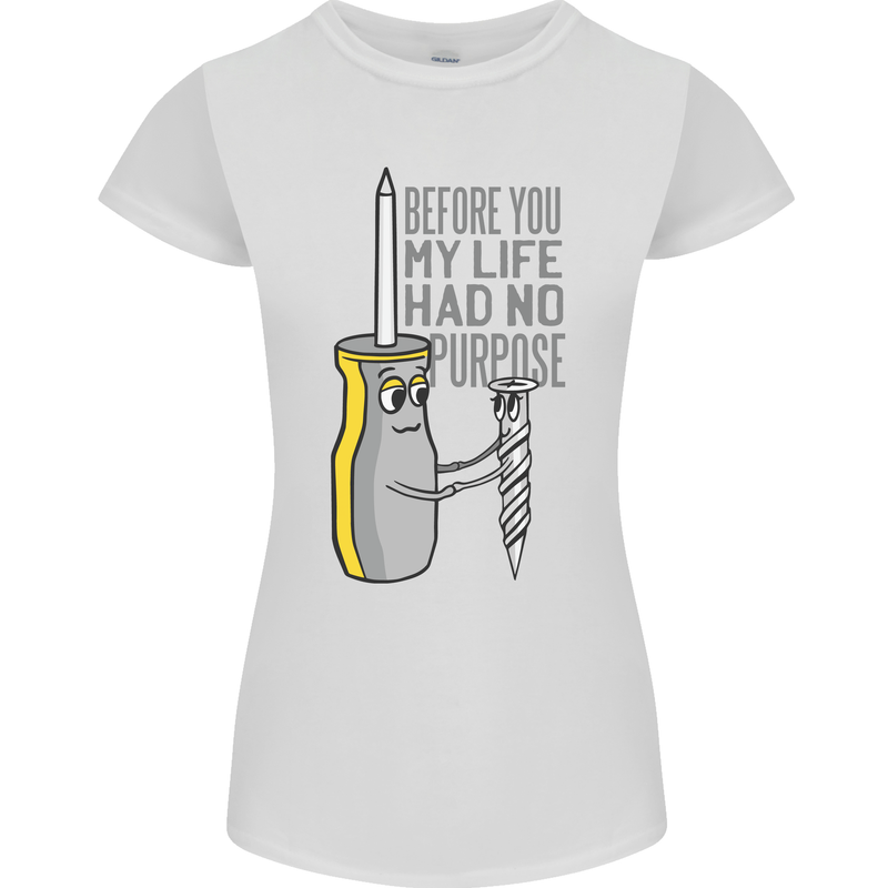 Screwdriver Funny Carpenter Electrician DIY Womens Petite Cut T-Shirt White