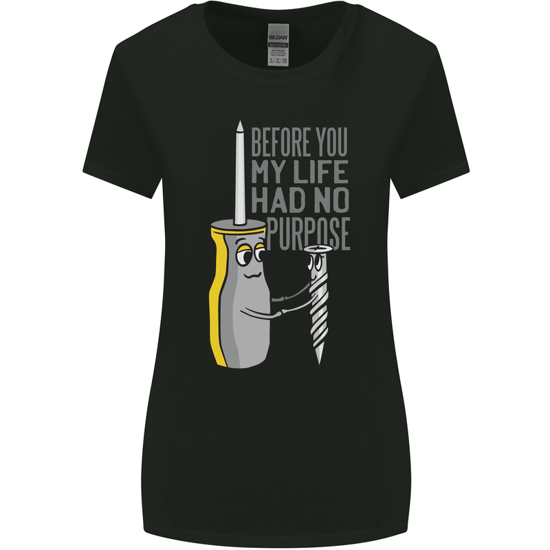 Screwdriver Funny Carpenter Electrician DIY Womens Wider Cut T-Shirt Black