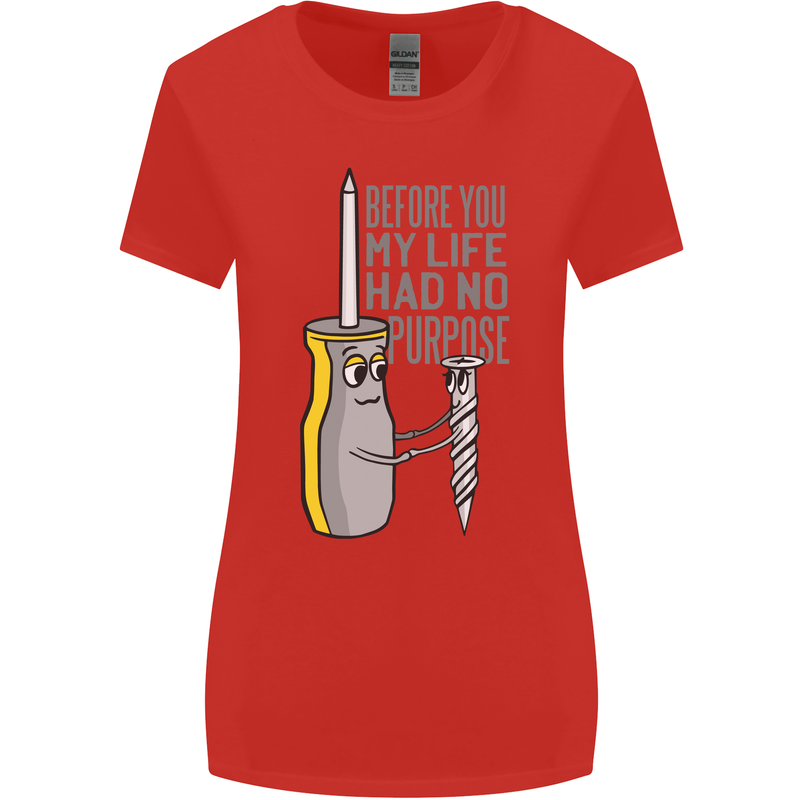 Screwdriver Funny Carpenter Electrician DIY Womens Wider Cut T-Shirt Red