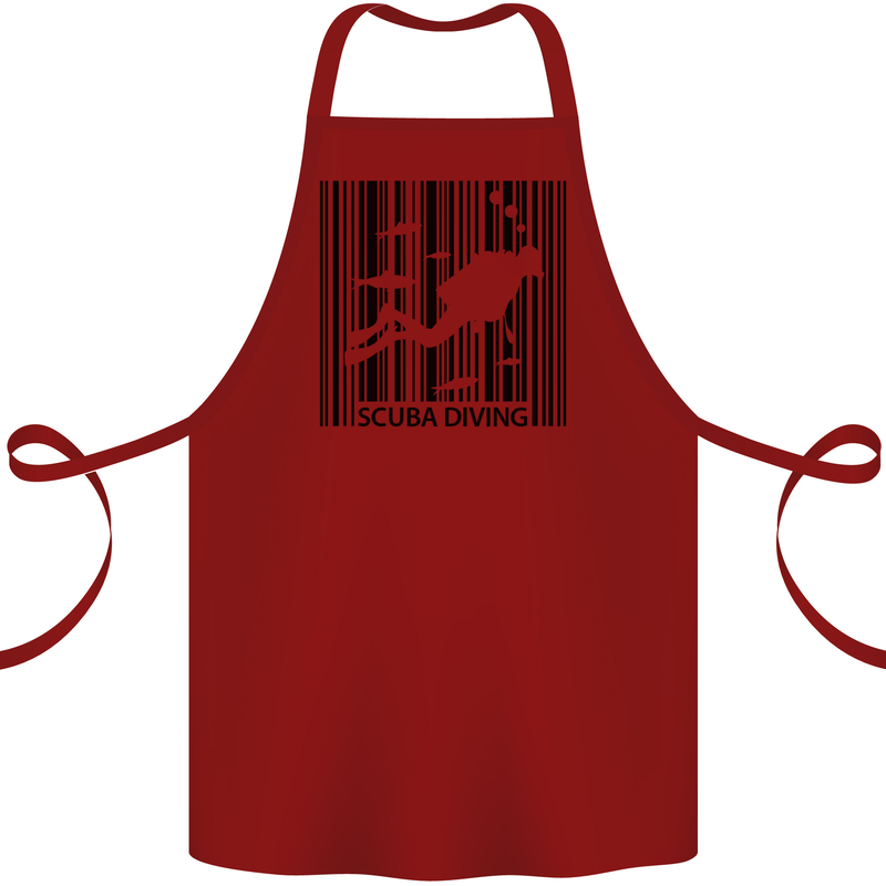 Scuba Barcode Diving Diver Dive Funny Cotton Apron 100% Organic Maroon
