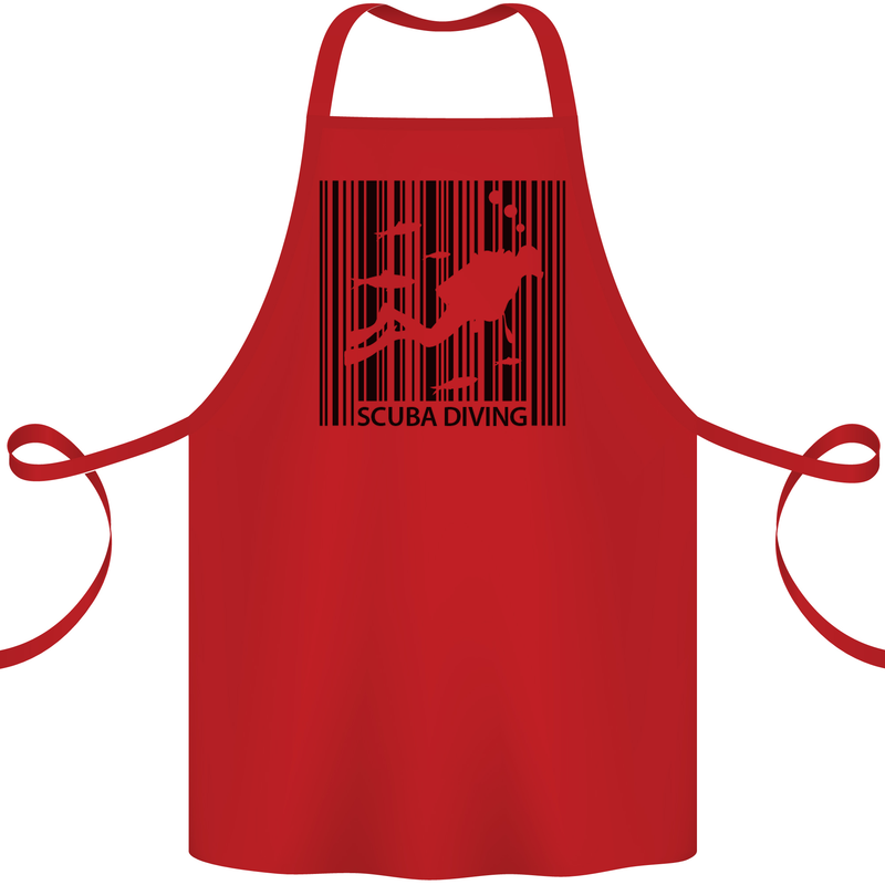 Scuba Barcode Diving Diver Dive Funny Cotton Apron 100% Organic Red
