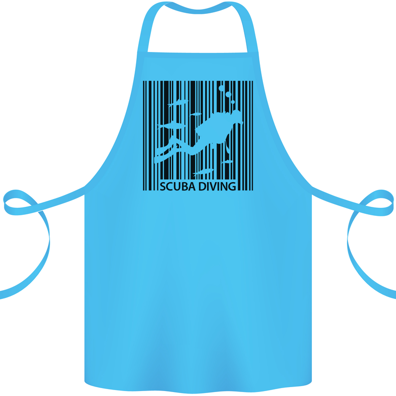 Scuba Barcode Diving Diver Dive Funny Cotton Apron 100% Organic Turquoise