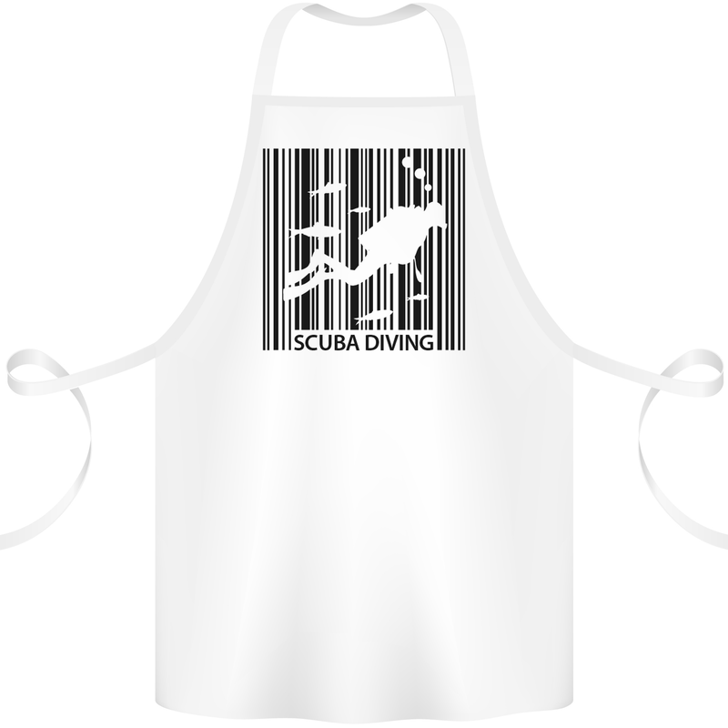 Scuba Barcode Diving Diver Dive Funny Cotton Apron 100% Organic White
