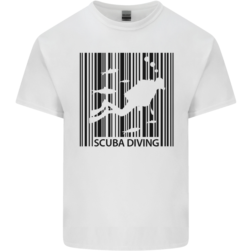 Scuba Barcode Diving Diver Dive Funny Kids T-Shirt Childrens White