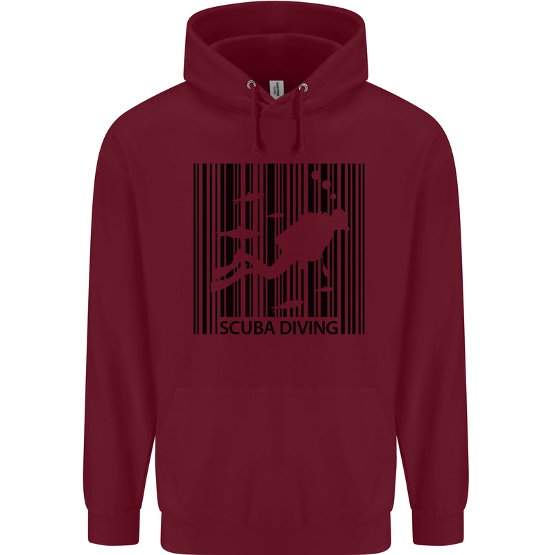 Scuba Barcode Diving Diver Dive Funny Mens 80% Cotton Hoodie Maroon