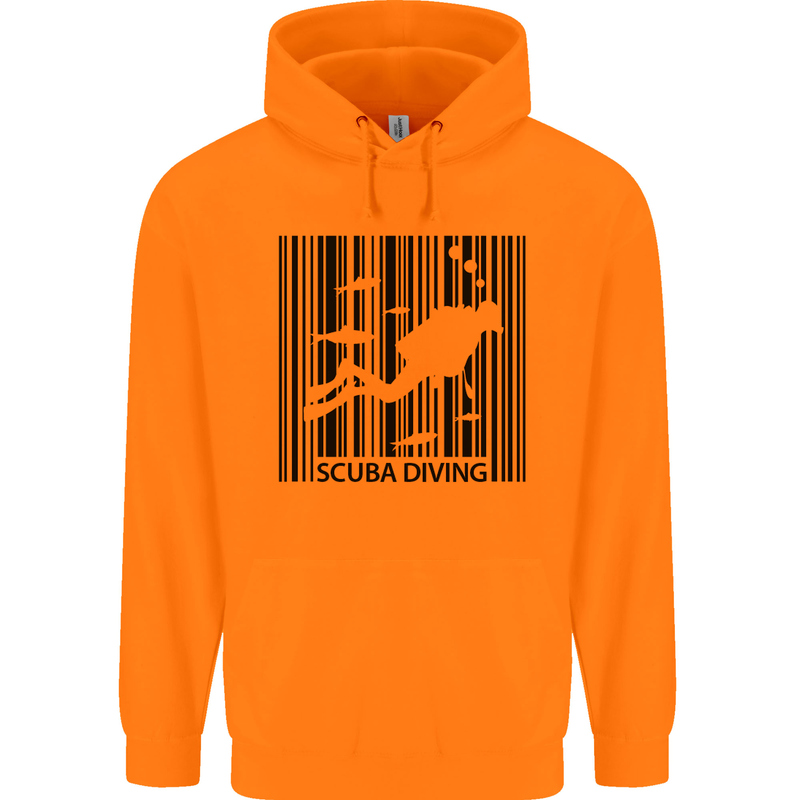Scuba Barcode Diving Diver Dive Funny Mens 80% Cotton Hoodie Orange