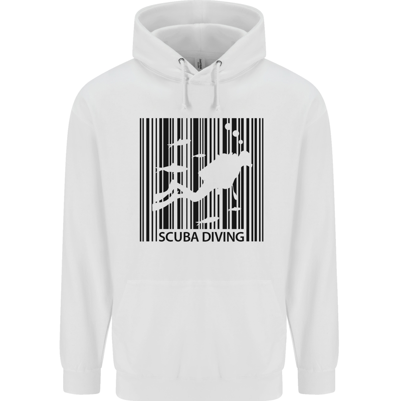 Scuba Barcode Diving Diver Dive Funny Mens 80% Cotton Hoodie White