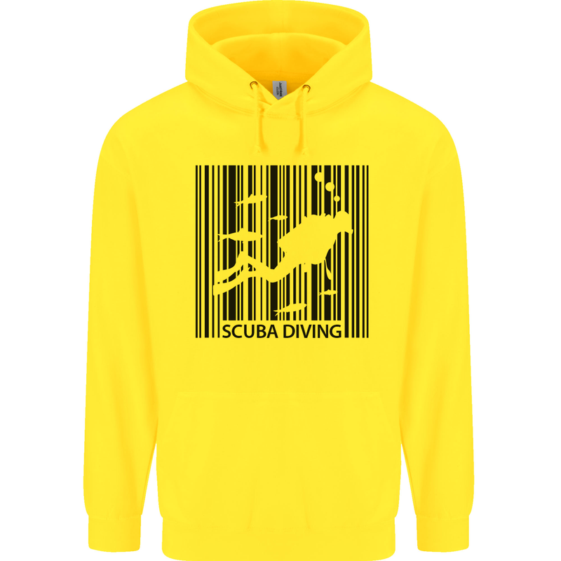 Scuba Barcode Diving Diver Dive Funny Mens 80% Cotton Hoodie Yellow