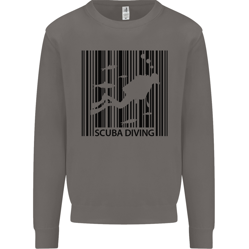 Scuba Barcode Diving Diver Dive Funny Mens Sweatshirt Jumper Charcoal