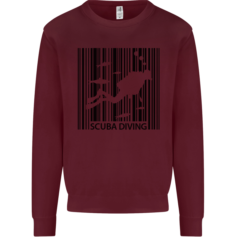 Scuba Barcode Diving Diver Dive Funny Mens Sweatshirt Jumper Maroon