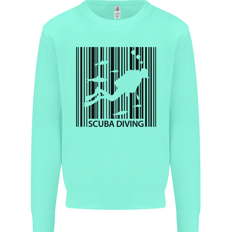Scuba Barcode Diving Diver Dive Funny Mens Sweatshirt Jumper Peppermint