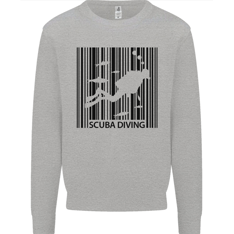Scuba Barcode Diving Diver Dive Funny Mens Sweatshirt Jumper Sports Grey