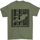 Scuba Barcode Diving Diver Dive Funny Mens T-Shirt Cotton Gildan Military Green