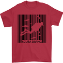 Scuba Barcode Diving Diver Dive Funny Mens T-Shirt Cotton Gildan Red