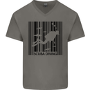 Scuba Barcode Diving Diver Dive Funny Mens V-Neck Cotton T-Shirt Charcoal