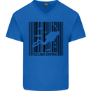 Scuba Barcode Diving Diver Dive Funny Mens V-Neck Cotton T-Shirt Royal Blue