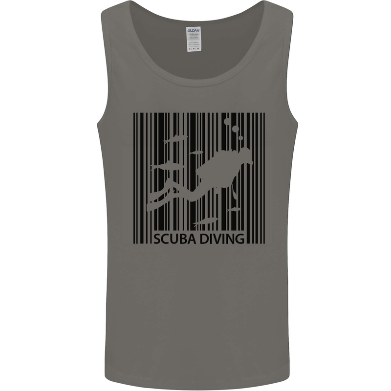 Scuba Barcode Diving Diver Dive Funny Mens Vest Tank Top Charcoal