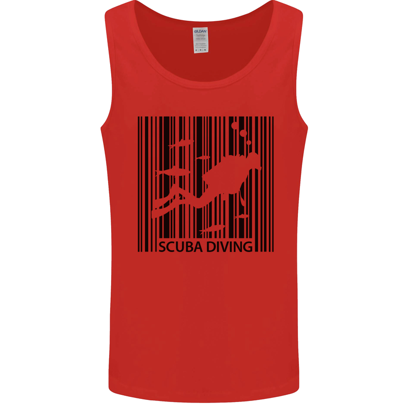 Scuba Barcode Diving Diver Dive Funny Mens Vest Tank Top Red