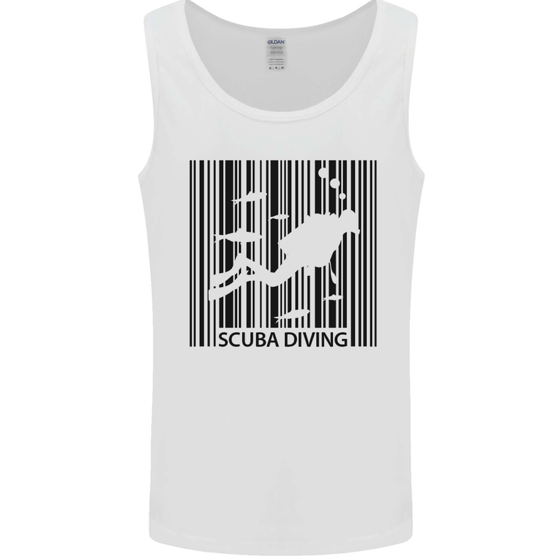 Scuba Barcode Diving Diver Dive Funny Mens Vest Tank Top White