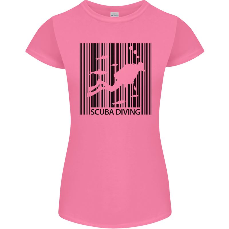 Scuba Barcode Diving Diver Dive Funny Womens Petite Cut T-Shirt Azalea