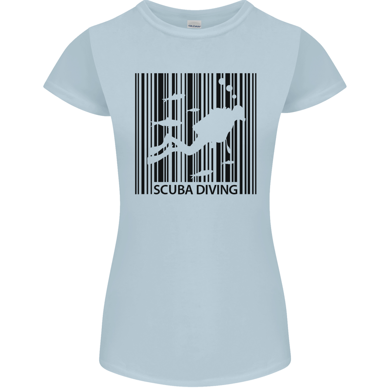 Scuba Barcode Diving Diver Dive Funny Womens Petite Cut T-Shirt Light Blue