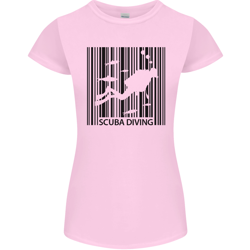 Scuba Barcode Diving Diver Dive Funny Womens Petite Cut T-Shirt Light Pink