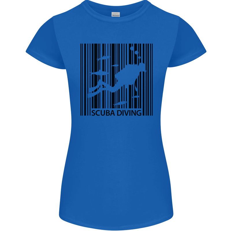 Scuba Barcode Diving Diver Dive Funny Womens Petite Cut T-Shirt Royal Blue