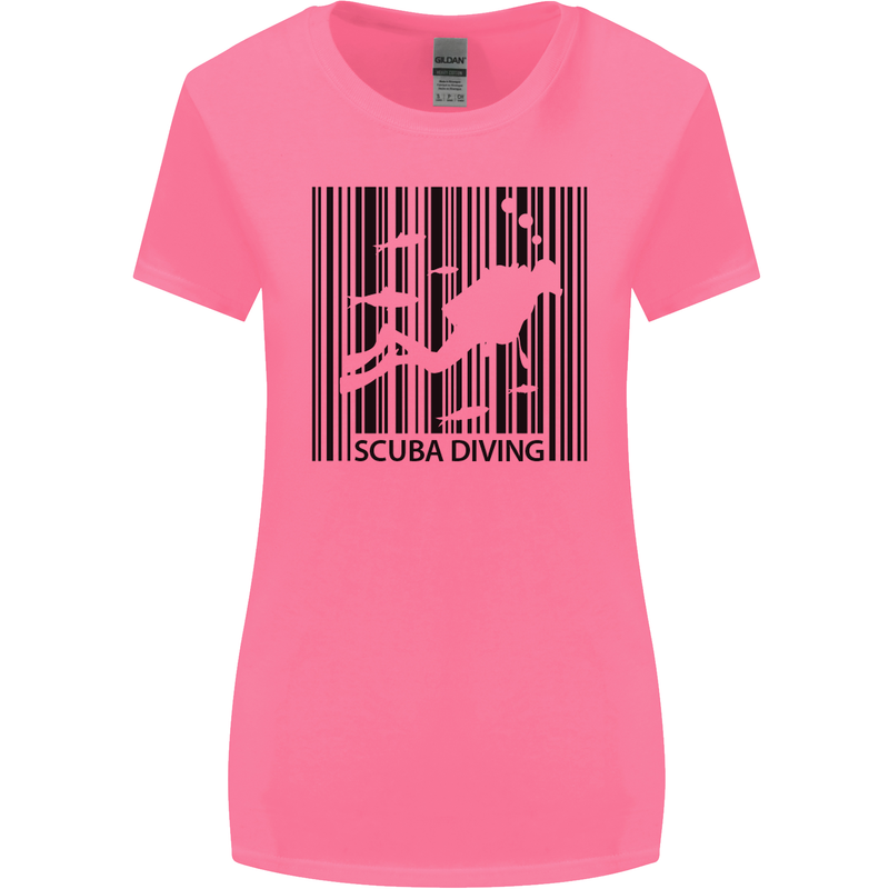 Scuba Barcode Diving Diver Dive Funny Womens Wider Cut T-Shirt Azalea