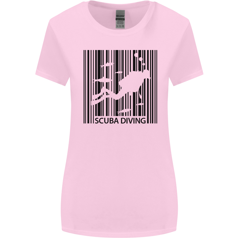 Scuba Barcode Diving Diver Dive Funny Womens Wider Cut T-Shirt Light Pink