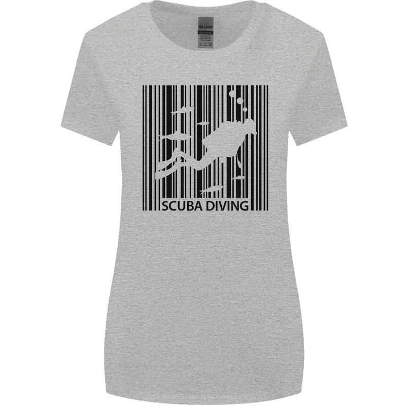 Scuba Barcode Diving Diver Dive Funny Womens Wider Cut T-Shirt Sports Grey