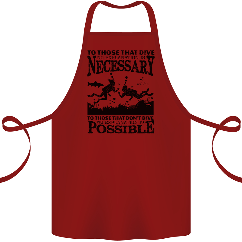 Scuba Dive No Explanation Funny Diving Cotton Apron 100% Organic Maroon