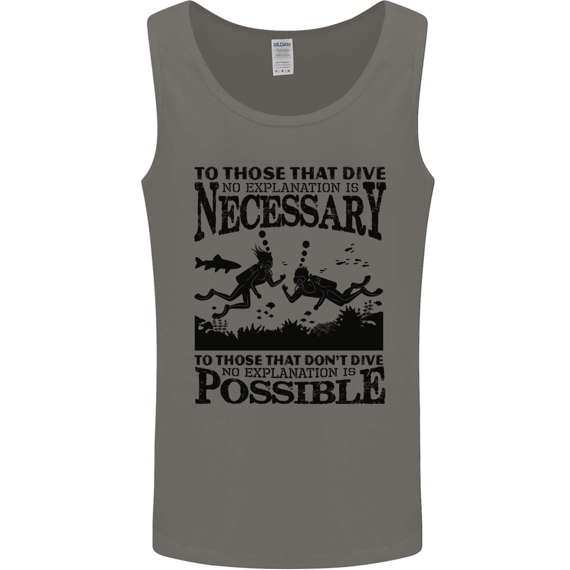 Scuba Dive No Explanation Funny Diving Mens Vest Tank Top Charcoal
