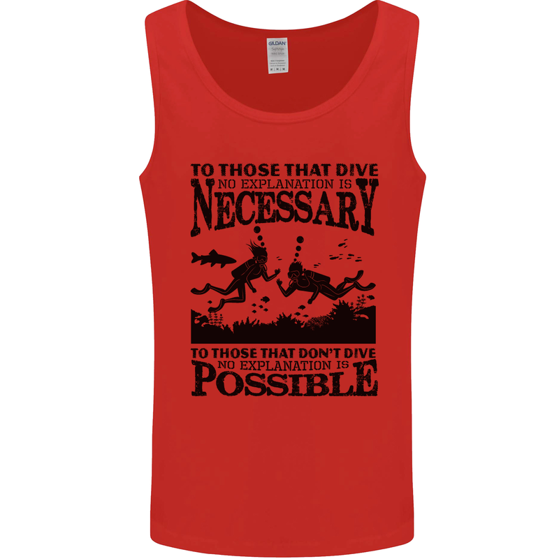 Scuba Dive No Explanation Funny Diving Mens Vest Tank Top Red