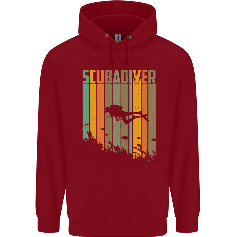 Scuba Diver Diving Dive Childrens Kids Hoodie Red