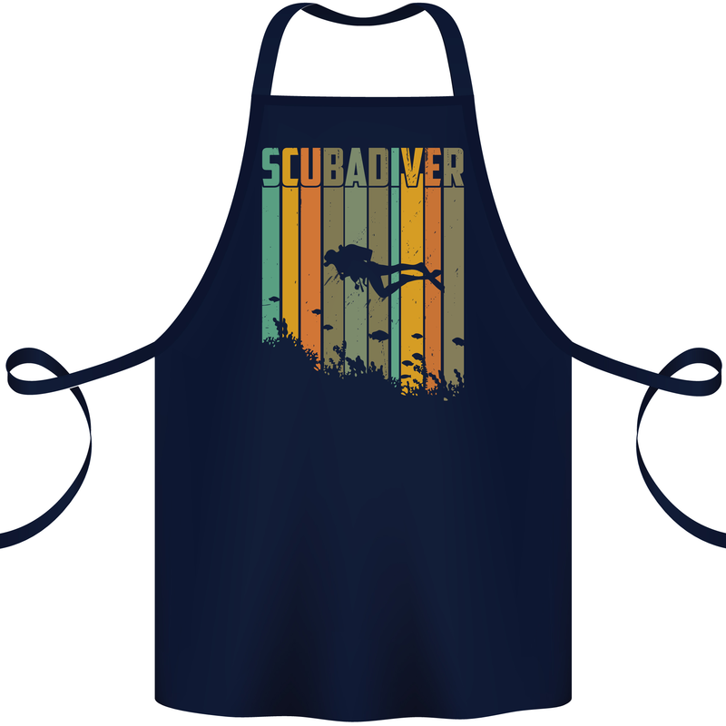 Scuba Diver Diving Dive Cotton Apron 100% Organic Navy Blue