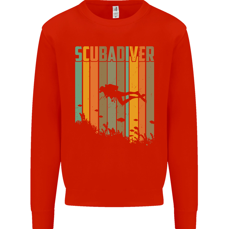 Scuba Diver Diving Dive Kids Sweatshirt Jumper Bright Red
