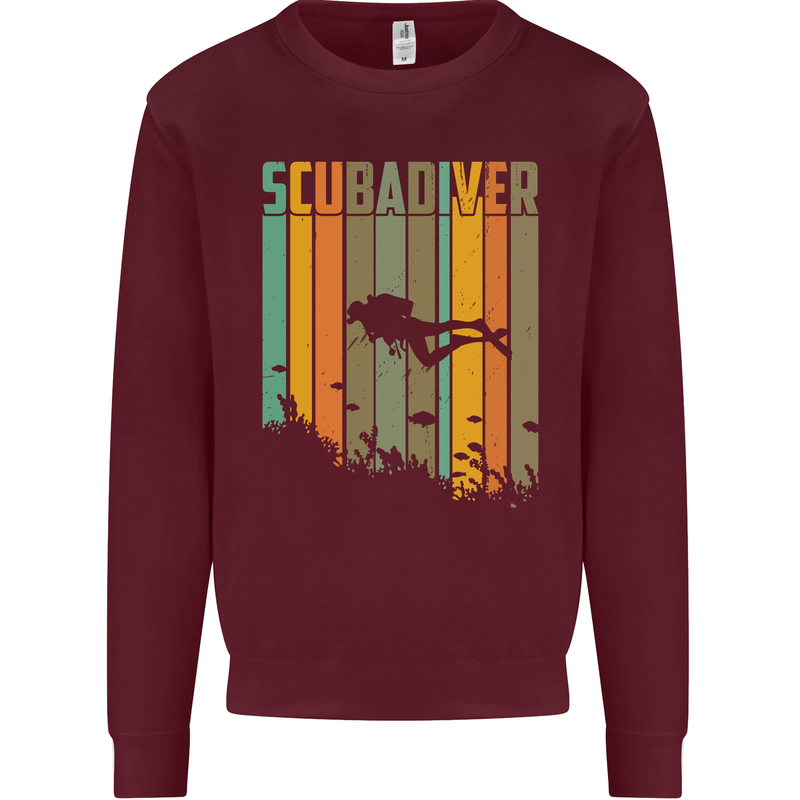 Scuba Diver Diving Dive Kids Sweatshirt Jumper Maroon