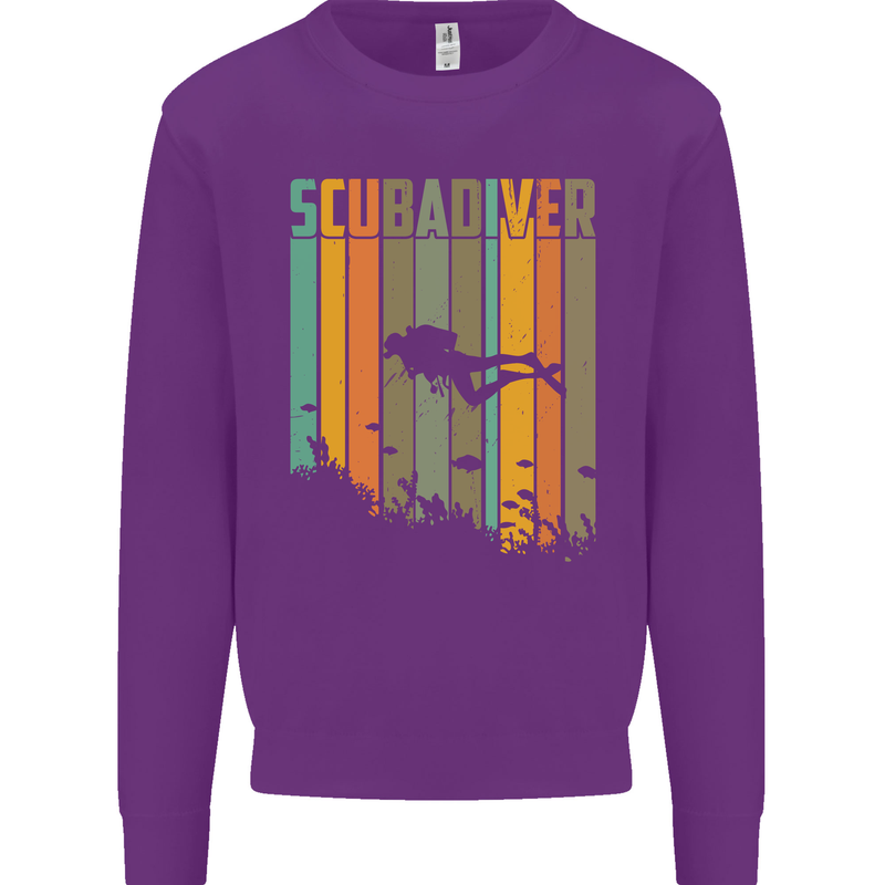 Scuba Diver Diving Dive Kids Sweatshirt Jumper Purple
