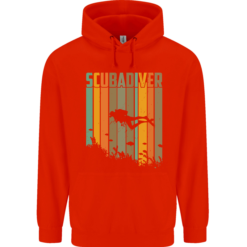 Scuba Diver Diving Dive Mens 80% Cotton Hoodie Bright Red