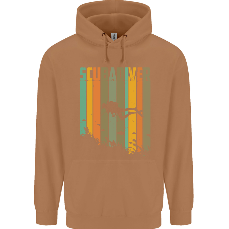 Scuba Diver Diving Dive Mens 80% Cotton Hoodie Caramel Latte