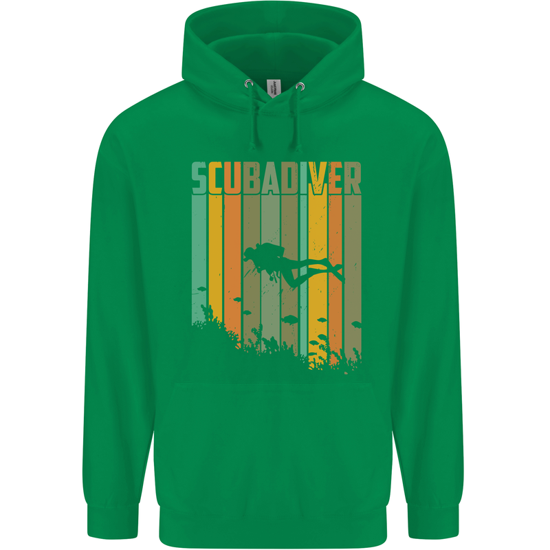 Scuba Diver Diving Dive Mens 80% Cotton Hoodie Irish Green