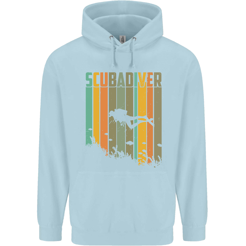 Scuba Diver Diving Dive Mens 80% Cotton Hoodie Light Blue