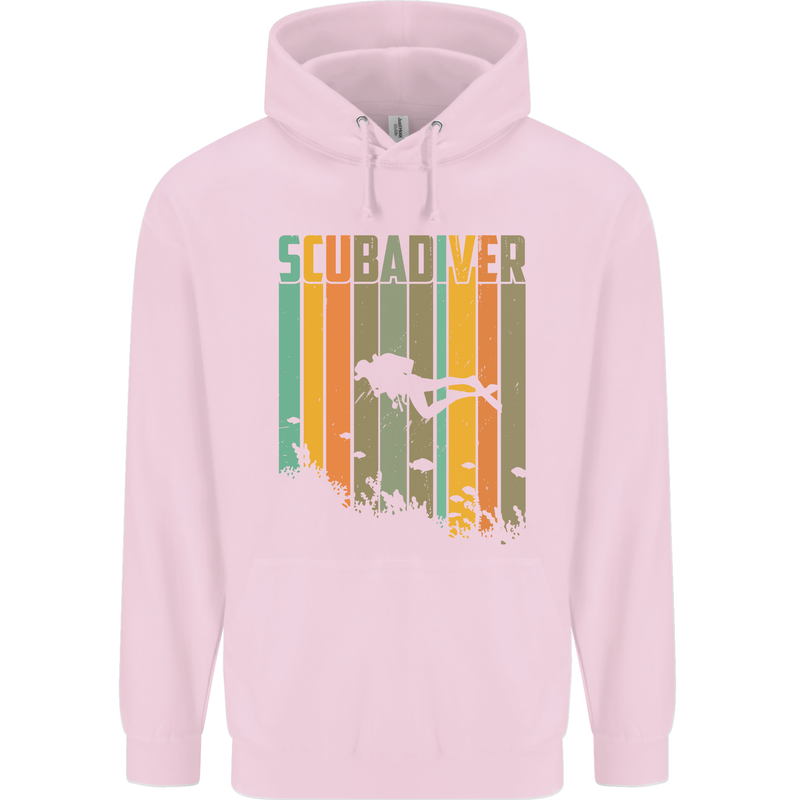 Scuba Diver Diving Dive Mens 80% Cotton Hoodie Light Pink