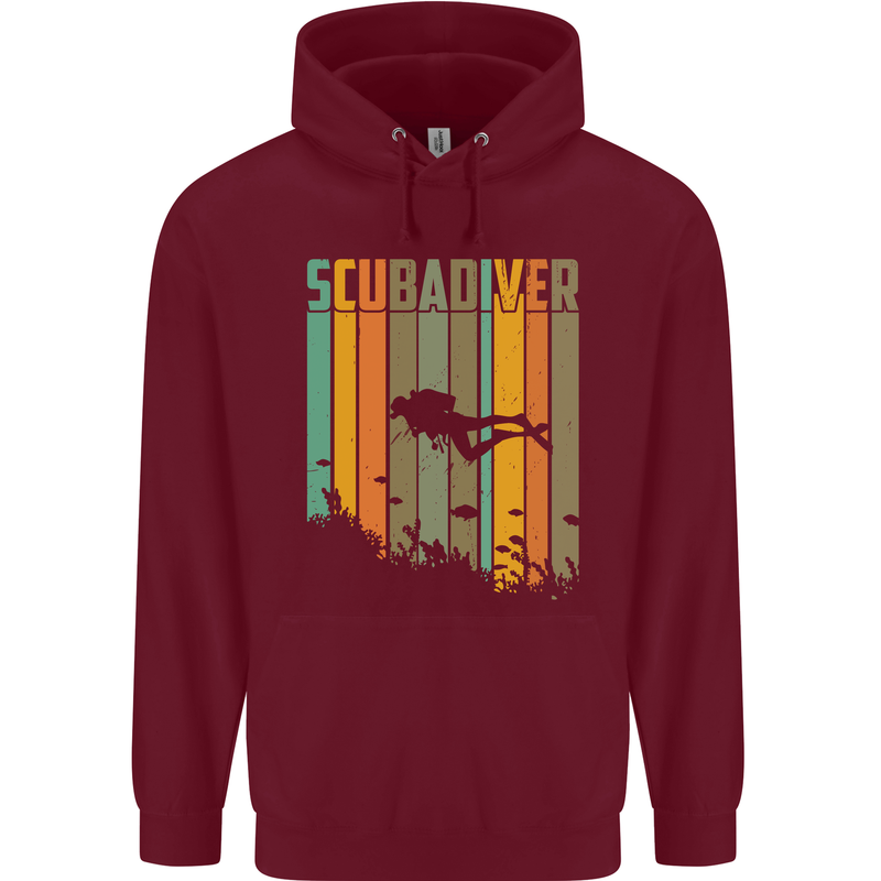 Scuba Diver Diving Dive Mens 80% Cotton Hoodie Maroon