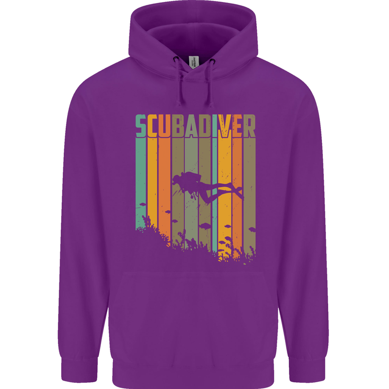 Scuba Diver Diving Dive Mens 80% Cotton Hoodie Purple