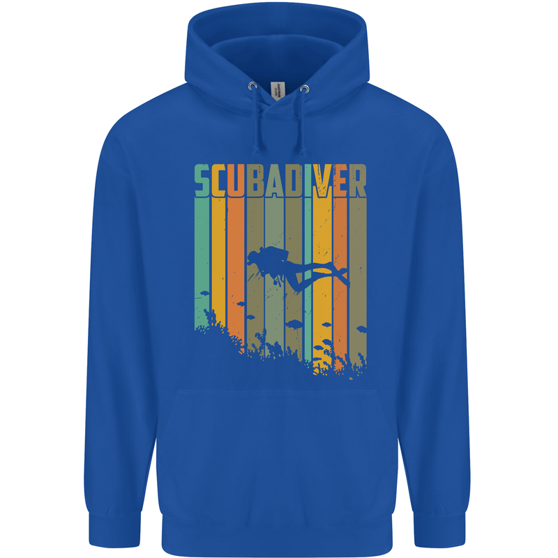 Scuba Diver Diving Dive Mens 80% Cotton Hoodie Royal Blue